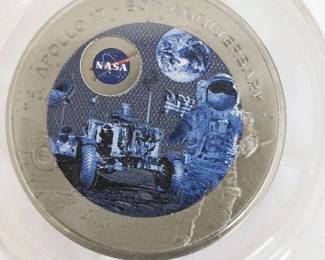 Apollo 17 50th Anniversary Ghana 2 Cedis 1 Ounce Titanium Round with COA in Mint Box - Limited 5,000 Mintage