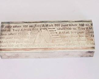 Highly Desirable Vintage 100 Ounce .999 Fine A-Mark Silver Bar in Original Un-cleaned Condition