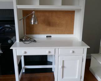 Pottery Barn white desk with hutch 47.5" wide, 24" deep, 66" tall. 