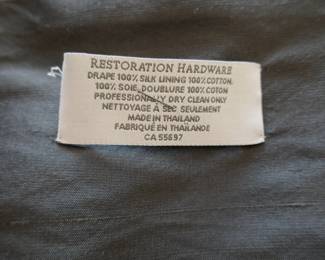 RH Restoration Hardware 100% silk grey color 2 window drapery. Each measure 98" x 96" 