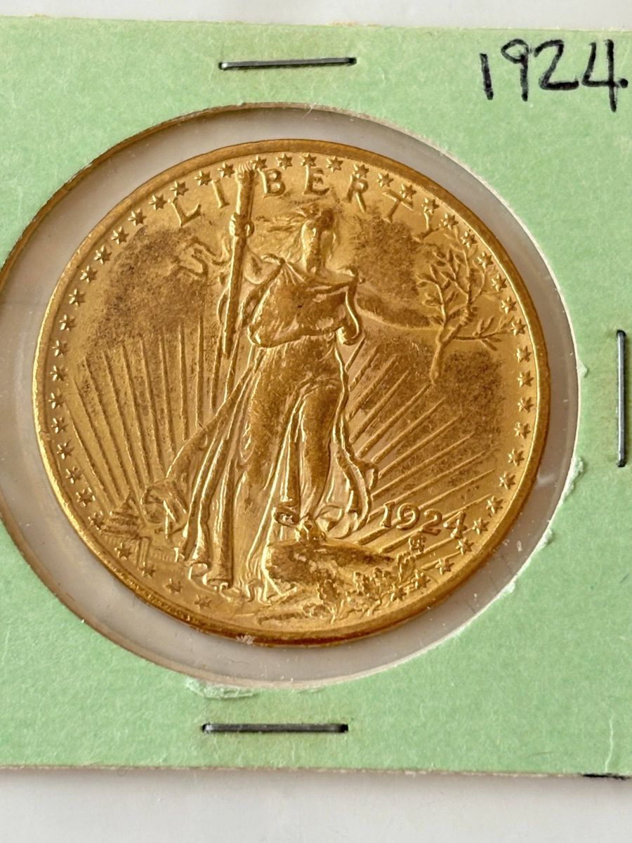 1924 Saint Gauden's Gold Double Eagle Brilliant Uncirculated Condition Coin - Nearly 1 Ounce Actual Gold Content