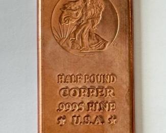 1/2 Pound .9995 Pure Copper Bar