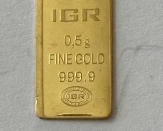 1/2 Gram .9999 Fine Gold Bar