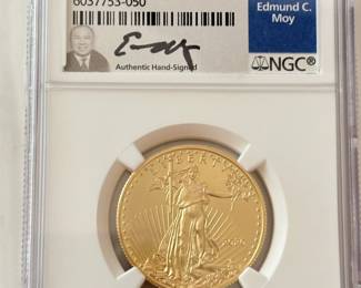 2020 1/2 Ounce American Gold Eagle Graded NGC MS70 Perfect Gem Brilliant Uncirculated Condition with Edmund Moy Signature Label