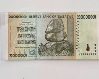 2006 Zimbabwe 20 Billion ($20,000,000,000.00) Dollars Bank Note
