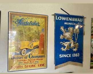 Studebaker advertising, beer memorabilia 
