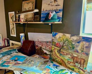 collection of original watercolor paintings by Oliver Voegtling Rockport Artist done between 1950-1960