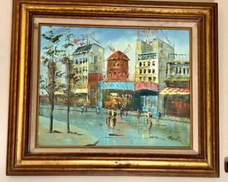 Mid Century painting of Moulin Rouge cabaret signed Manet ( not THAT Manet but still very nice!)