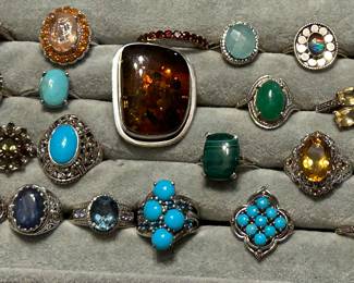 sterling rings ( several gold as well)