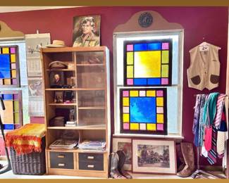 4 beautiful antique stained glass windows 