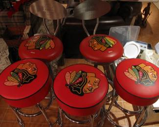 Chicago Blackhawks Stanley Cup Red Bar Stool Stools 2 with backs, 3 without