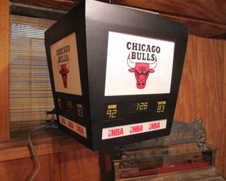 NBA Chicago Bulls Scoreboard Arena Hanging Light Basketball Decor Sports Bar Vtg