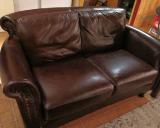 Brown Leather Love Seat