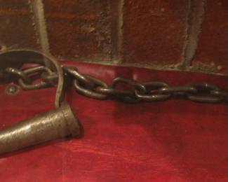 Pair Antique Wrought Iron Shackles Hand Cuffs Early 