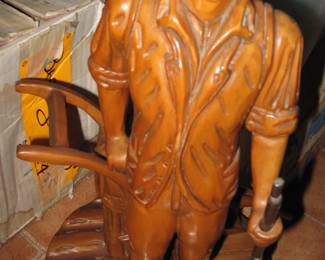 Hand carved  frontiers man with plow & rifle