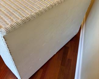 White Wicker Server cabinet/drawers
46.5”w 15.5”d 34.5”t.    $ 350.00