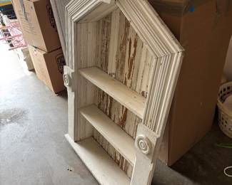White Distressed Wall Shelf Display
36”w 7”d 54”t.      