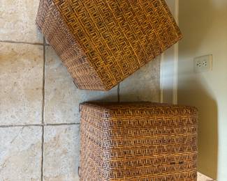 (2) Pier One wicker look Ottoman Stool
16” x 16” x 19”t. 