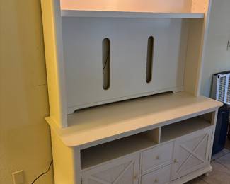 White Wood 2 pc Entertainment Center 2 drawers 2 cabinets
62”w 21”d 78”t.    $600.00