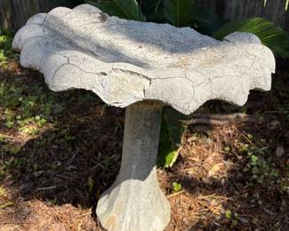 Broken Concrete Bird Bath 