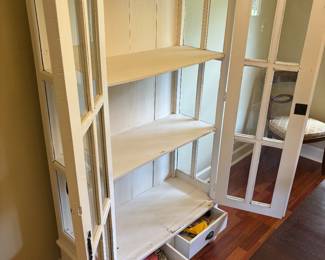 White Wood distressed Display Cabinet
39”w 17”d 71”t.   