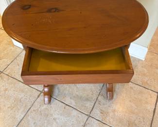 Oval side table w/drawer
29”w 21”d 26.5”t.  $65.00