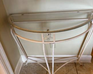 Metal Entry Glass Top Table 
36.25”w 17”d 32”t.             $125.00