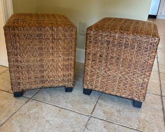 (2) Pier One wicker look Ottoman Stool
16” x 16” x 19”t. 