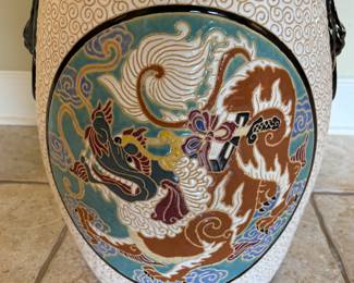 Lions head Ceramic Garden Stool 
15”diameter 16.25”t (Hairline)
$50.00