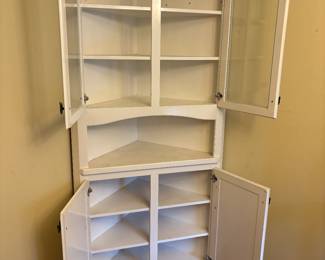 White Wood Corner Cabinet
41”w 29.25”L 84”t.    $350.00