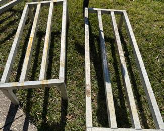 Aluminum Dunnage Racks: 3 sizes
(2) 60”L 20”w 12” t.   $120.00 each
49”L 20”w 12” t $100.00
36”L 20”w 12” t $80.00