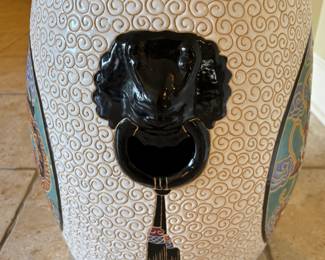 Lions head Ceramic Garden Stool 
15”diameter 16.25”t (Hairline)
$50.00