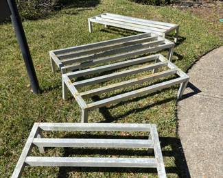 Aluminum Dunnage Racks: 3 sizes
(2) 60”L 20”w 12” t.   $120.00 each
49”L 20”w 12” t $100.00
36”L 20”w 12” t $80.00