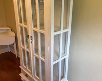 White Wood distressed Display Cabinet
39”w 17”d 71”t.    