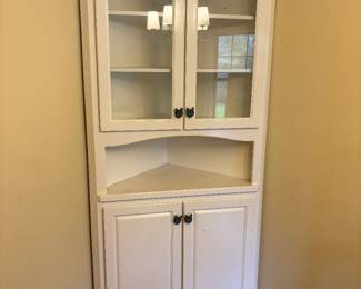White Wood Corner Cabinet
41”w 29.25”L 84”t.    $350.00