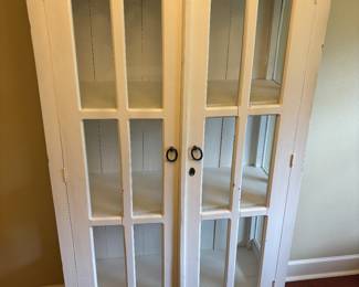 White Wood distressed Display Cabinet
39”w 17”d 71”t.   
