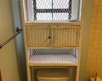 (2) White Wicker Over Tank shelving
25”w 10”d 76”t.     $85.00 each