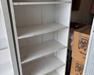 Rustic White Wood Bookshelf 
30.25”w 14”d 62”t.                $65.00