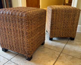 (2) Pier One wicker look Ottoman Stool
16” x 16” x 19”t. 