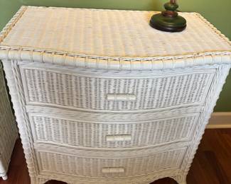 White Wicker Chest of Drawers 3 
34”w 22”d 33”t.      $ 250.00