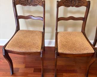 (2) matching Mahogany Roseback chairs
17.5”w 18” d 33.5”t   
