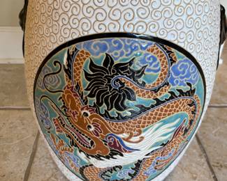 Lions head Ceramic Garden Stool 
15”diameter 16.25”t (Hairline)
$50.00