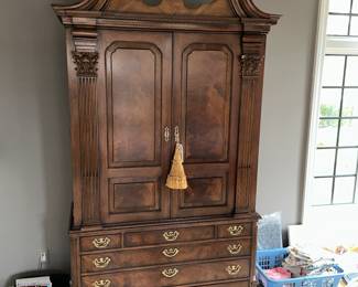 THIS IS A KNOCK OUT ITEM!  Baker Stately Home Edition Hutch Armoire outfitted with mirror and glass top shelving...these are VERY hard to find!  