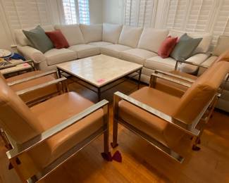 Williams Sonoma brown leather chairs