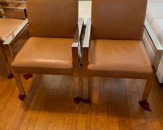 Williams Sonoma brown leather chairs