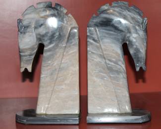 Marble Horse Head Bookends