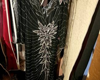 Black beaded evening gown 14/16