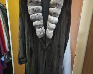 Ranch Mink coat with chinchilla collar