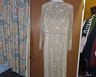Cream beaded evening gown