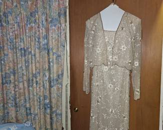 Cream beaded evening gown 